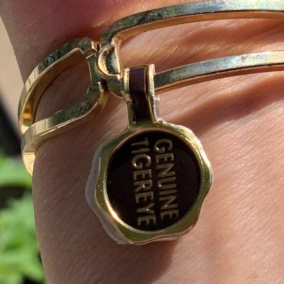 Vtg Genuine Tiger Eye Stone Cuff Bracelet - Picture 9 of 12